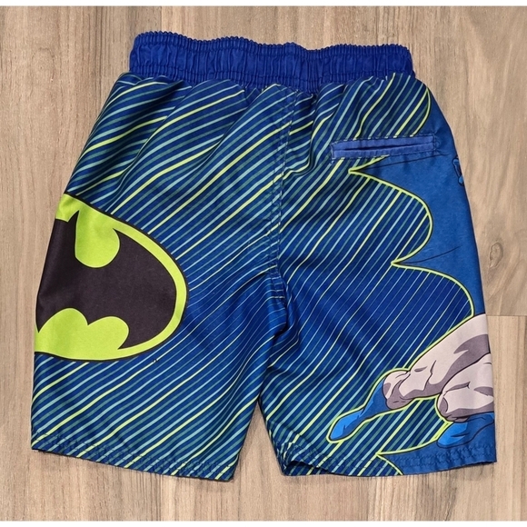 DC Comics Batman Kids Swim Trunks - Blue and Neon Green Size 5 - Picture 2 of 8